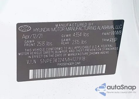 2021 Hyundai Sonata Sel Plus из США, поврежденный, VIN 5NPEJ4J24MH127918